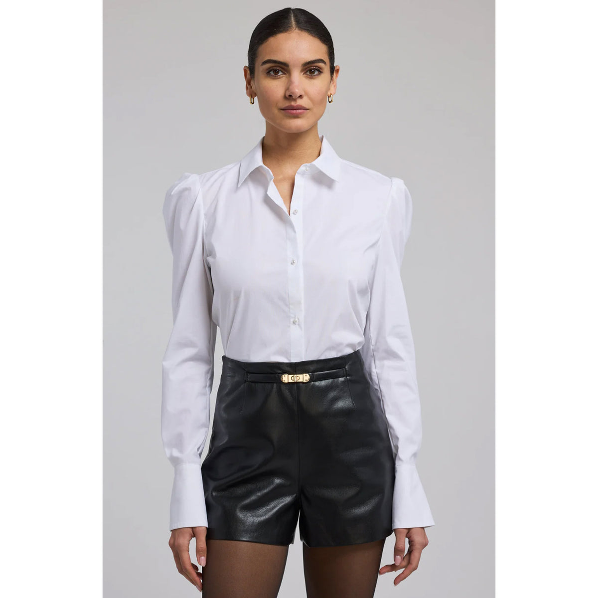 Generation Love Lyra Pearl Stretch Cotton Poplin Shirt in White