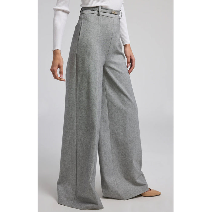 Generation Love Johanna Wide Leg Suiting Turn Lock Belted Pants in Grey