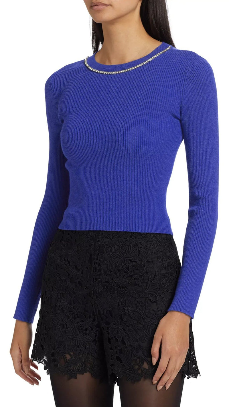 Generation Love Odette Crystal Neck Sweater in Ultra Marine