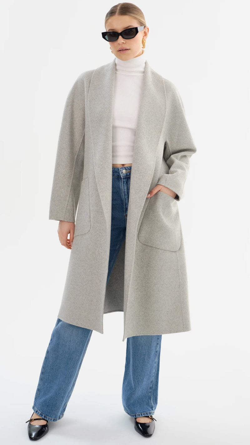 Lamarque Thara Shawl Collar Wool Coat in Light Grey *ONLY AVAILABLE IN STORE*