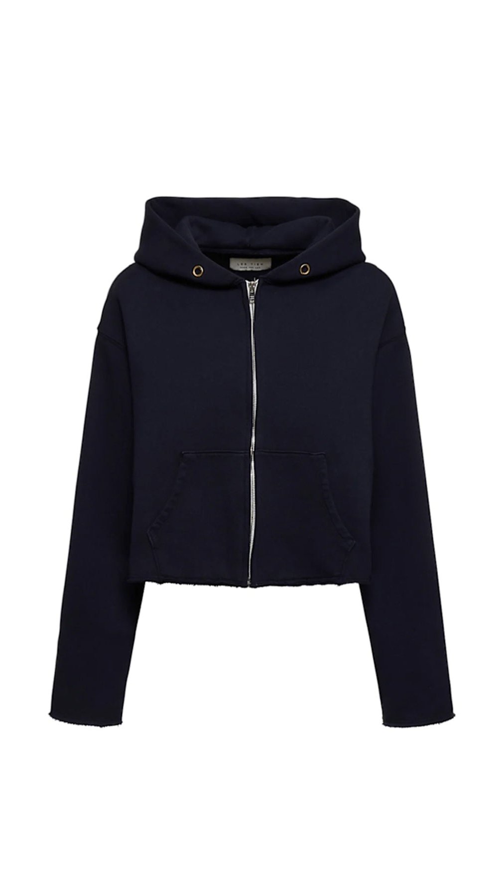 Les Tien Rosa Raw Zip Hoodie in Navy