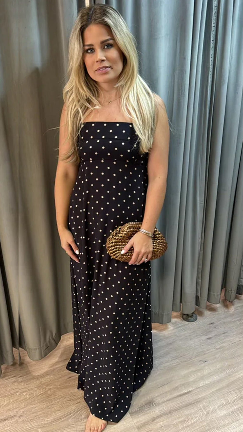 Lusana Alison Maxi Dress in Polka Dot Spot