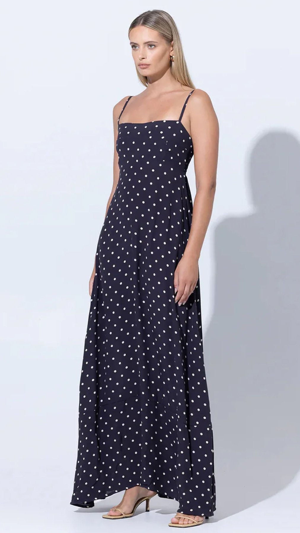 Lusana Alison Maxi Dress in Polka Dot Spot