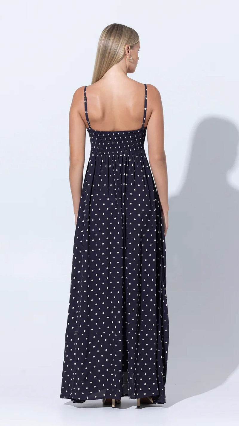 Lusana Alison Maxi Dress in Polka Dot Spot