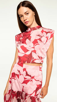 Misa Inah Satin Top in Flora Rosada