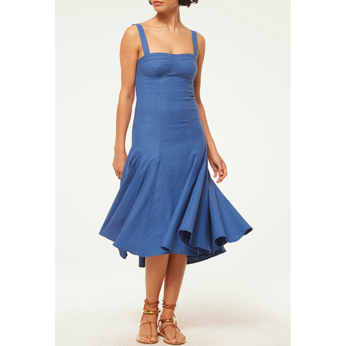 Misa Cherish Dress in Blue Linen