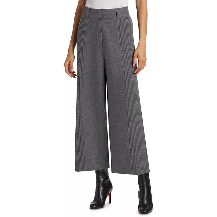 Naadam Luxe Wool-Blend Ribbed Hybrid Cropped Trousers in Granite