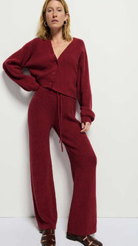 Nation LTD Rachelle Ribbed Pants in Red