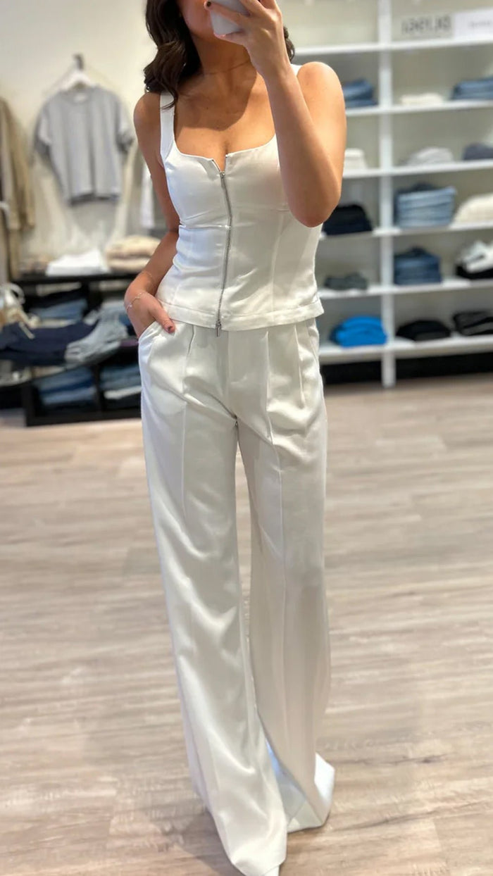 Amanda Uprichard Jane High Waisted Shiny Pant in Amalfi