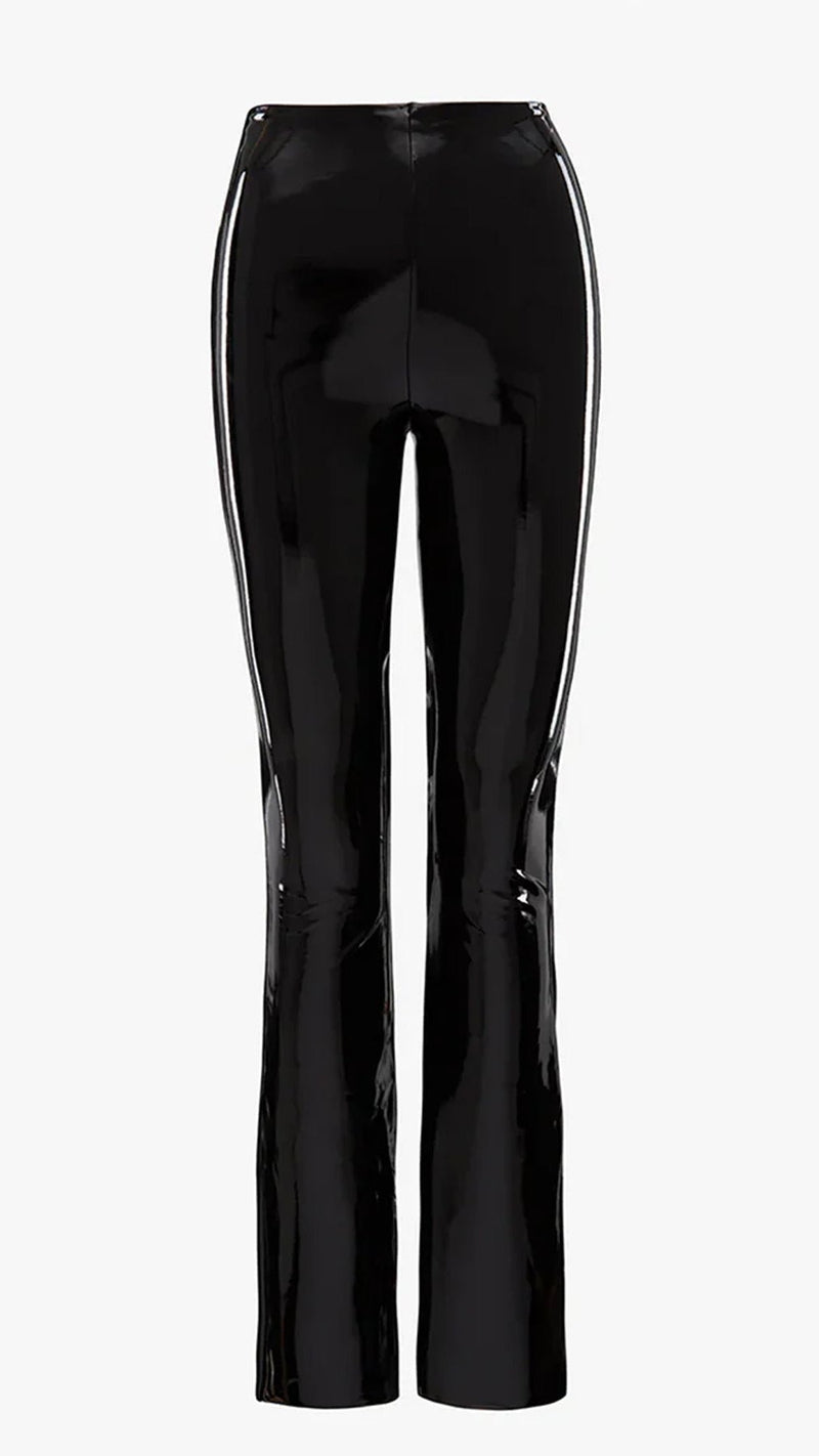 Commando Faux Leather Patent Flare Legging in Black