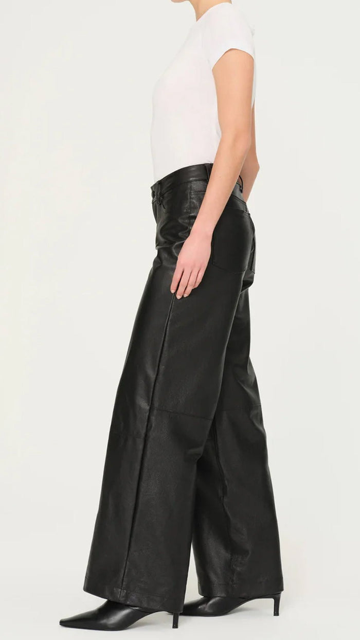 DL1961 Denim Zoie Leather Wide Leg Relaxed in Obsidian