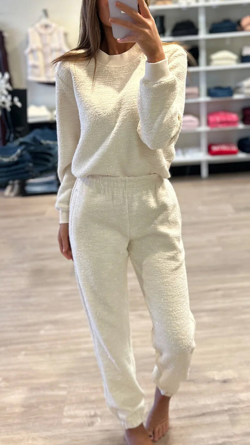 Generation Love Rena Tweed Jogger in Cream