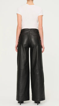 DL1961 Denim Zoie Leather Wide Leg Relaxed in Obsidian