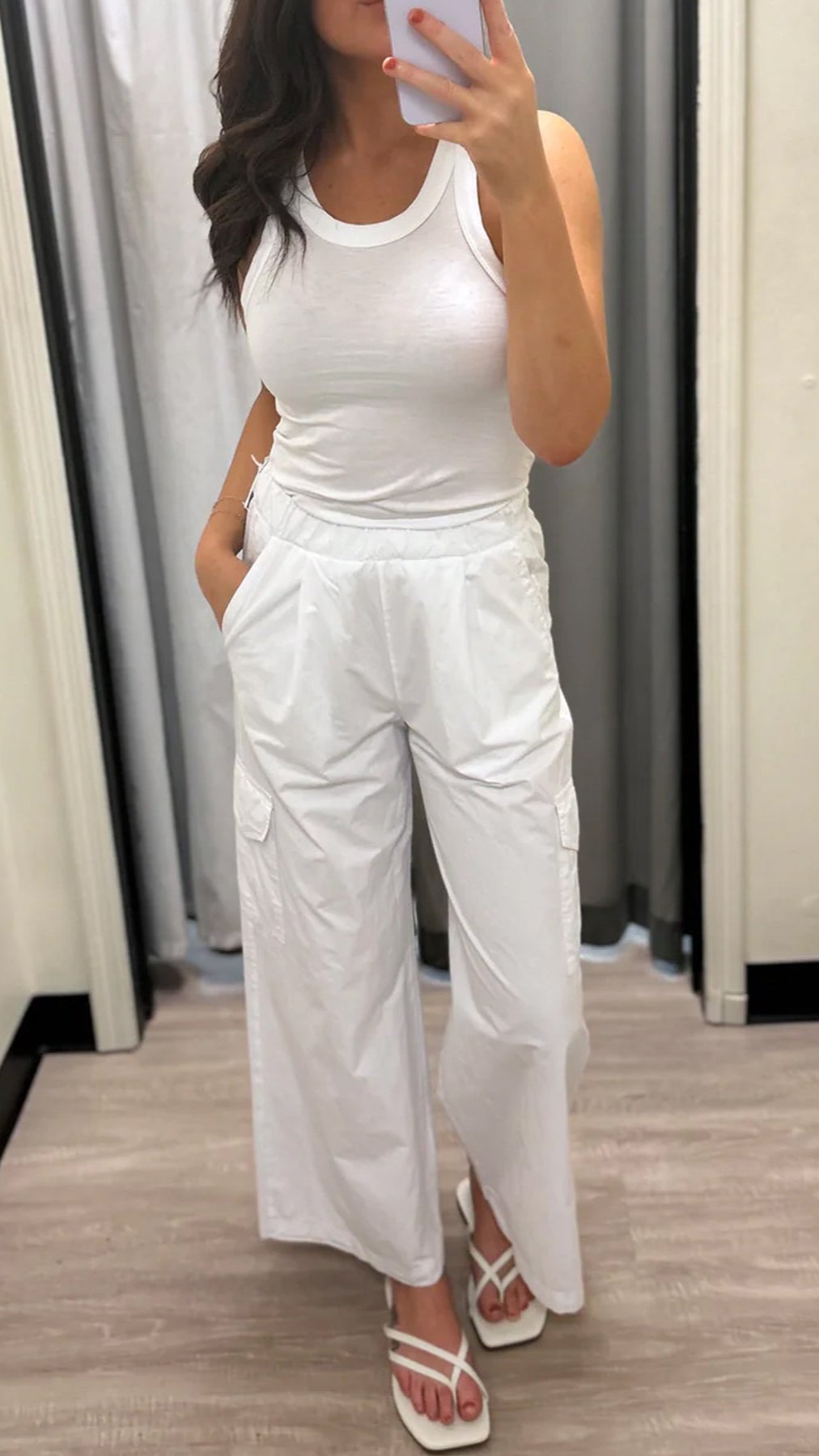 Stateside Fine Poplin Wide Leg Cargo Pant in White