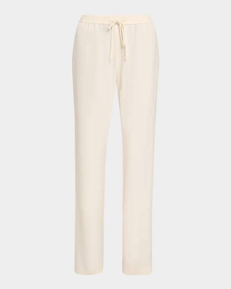 Enza Costa Crepe Drawstring Resort Pants in Cream