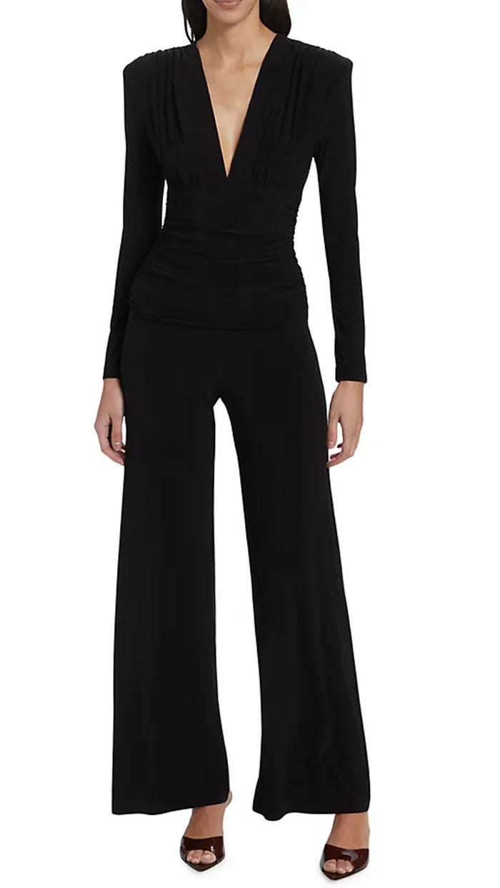 Norma Kamali Shirred Waist Jumpsuit in Black