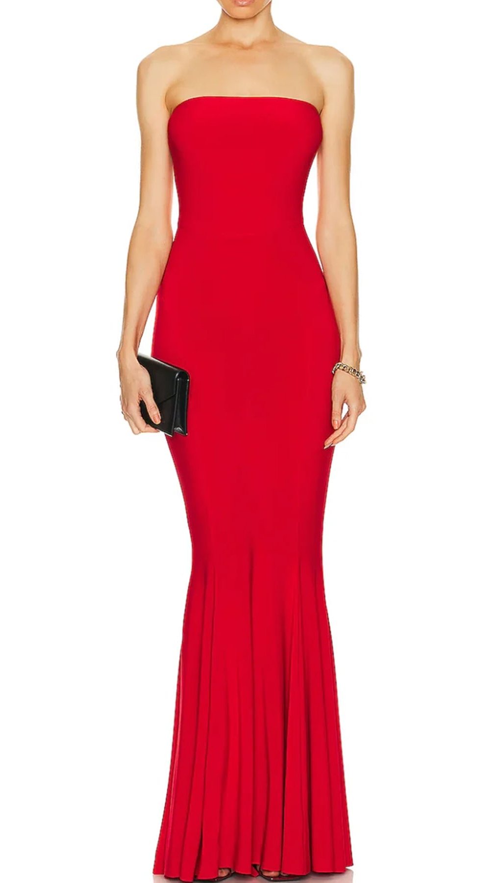 Norma Kamali Strapless Fishtail Gown in Tiger Red