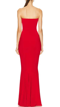 Norma Kamali Strapless Fishtail Gown in Tiger Red