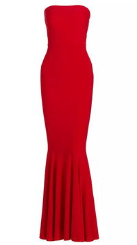 Norma Kamali Strapless Fishtail Gown in Tiger Red