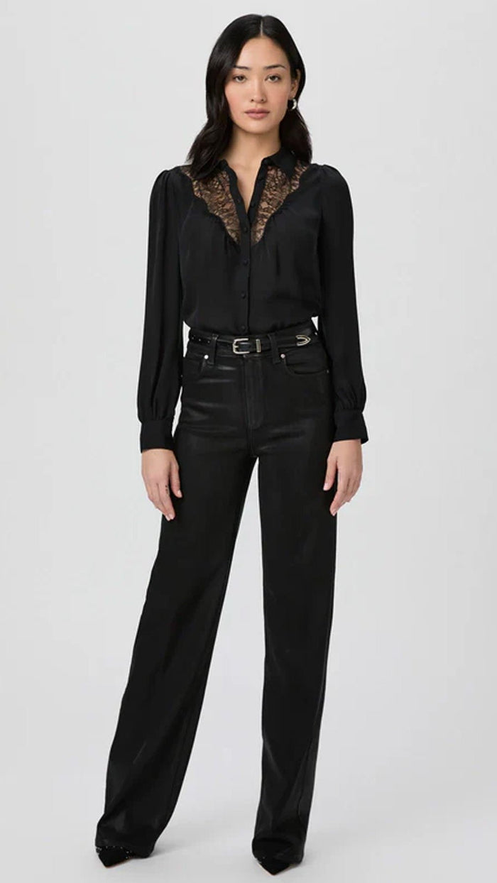 Paige Denim Clairette Silk Blouse in Black