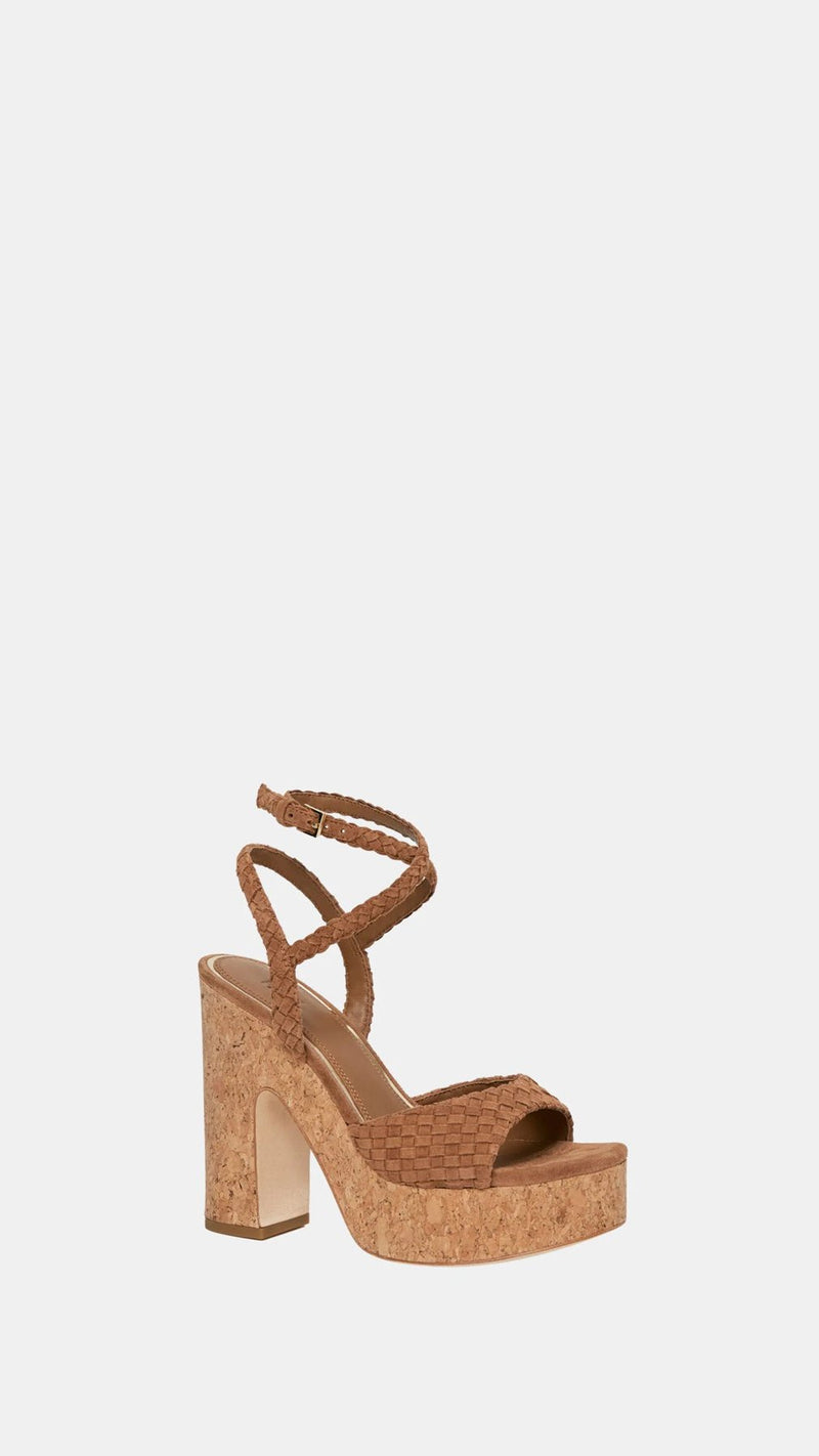 Paige Denim Caprice Ankle Strap Platform Sandal in Cognac