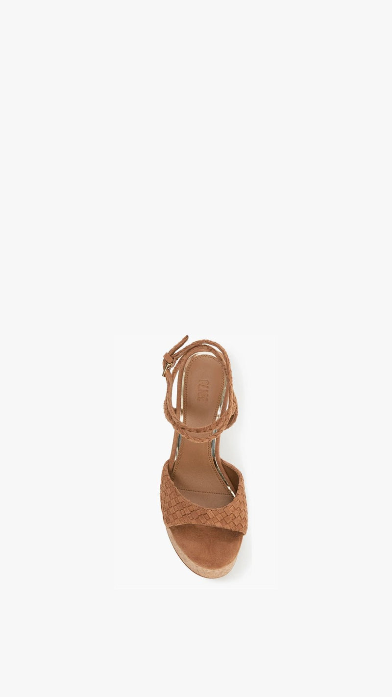 Paige Denim Caprice Ankle Strap Platform Sandal in Cognac