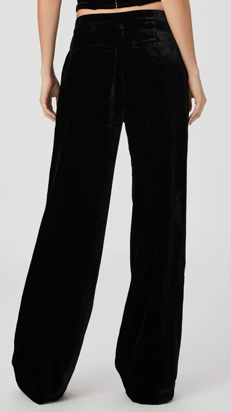 Paige Denim Kara Velvet Wide Leg Pant in Black