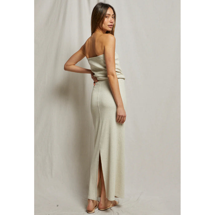 Perfect White Tee Aja Ribbed Maxi Skirt in Oatmeal