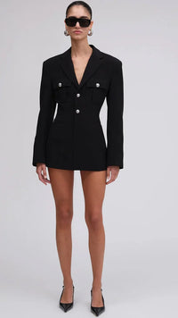 Ronny Kobo Samantha Blazer Dress in Black