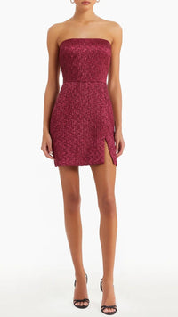 Amanda Uprichard Arely Strapless Mini Dress in Burgundy