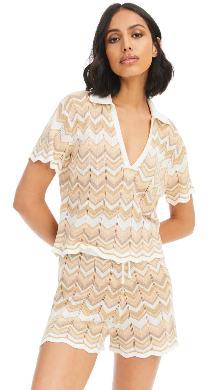 Allison New York Chevron Knit Pullover in Sand