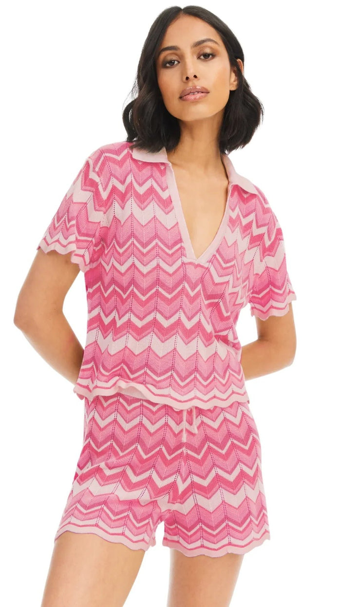 Allison New York Chevron Knit Pullover in Pink Multi