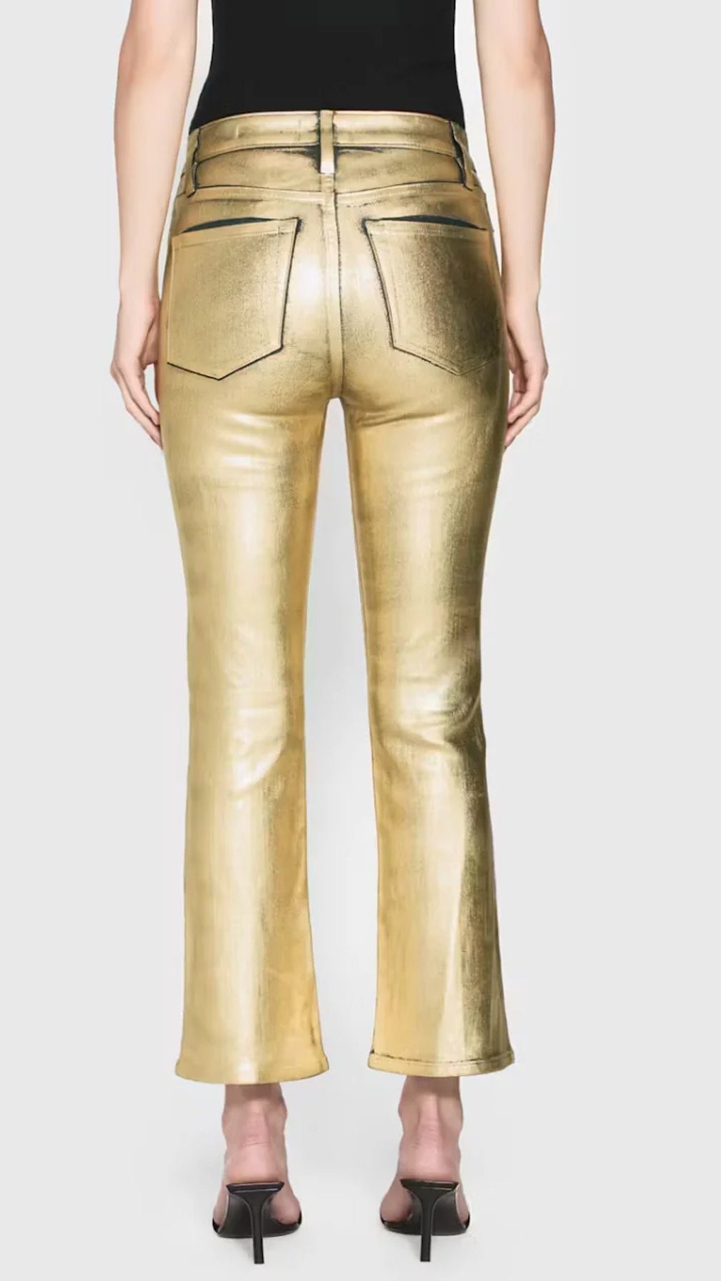 Frame Denim Le Crop Mini Boot in Gold Chrome