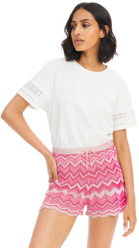 Allison New York Chevron Knit Shorts in Pink Multi