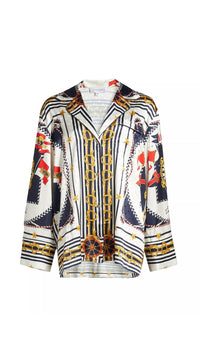 Ronny Kobo Valentina Top in Multi Scarf Print