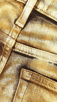 Frame Denim Le Crop Mini Boot in Gold Chrome