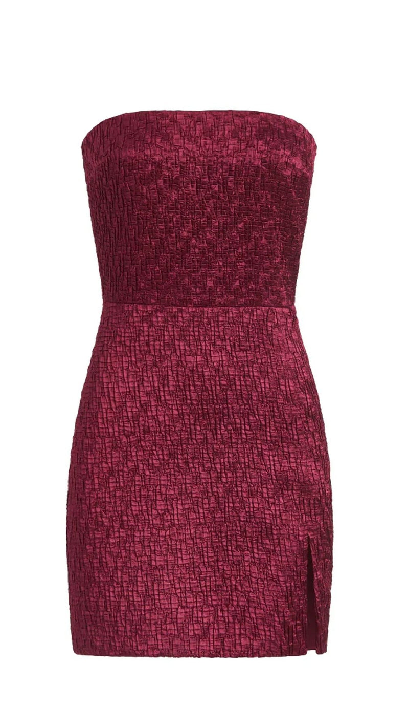 Amanda Uprichard Arely Strapless Mini Dress in Burgundy