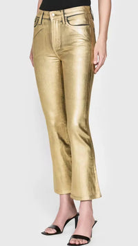 Frame Denim Le Crop Mini Boot in Gold Chrome