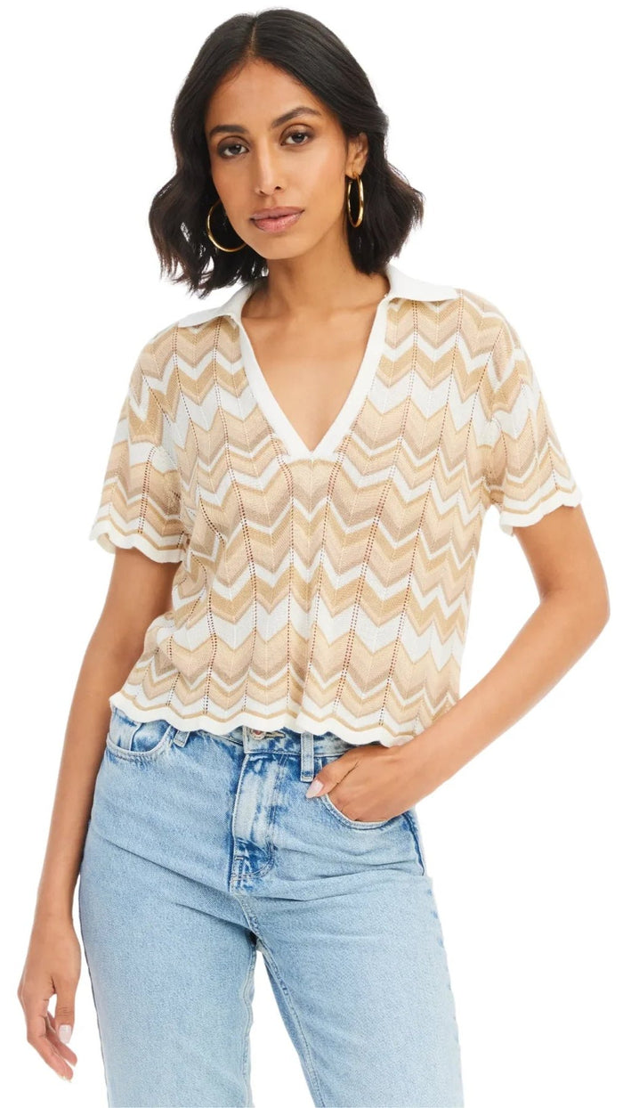 Allison New York Chevron Knit Pullover in Sand