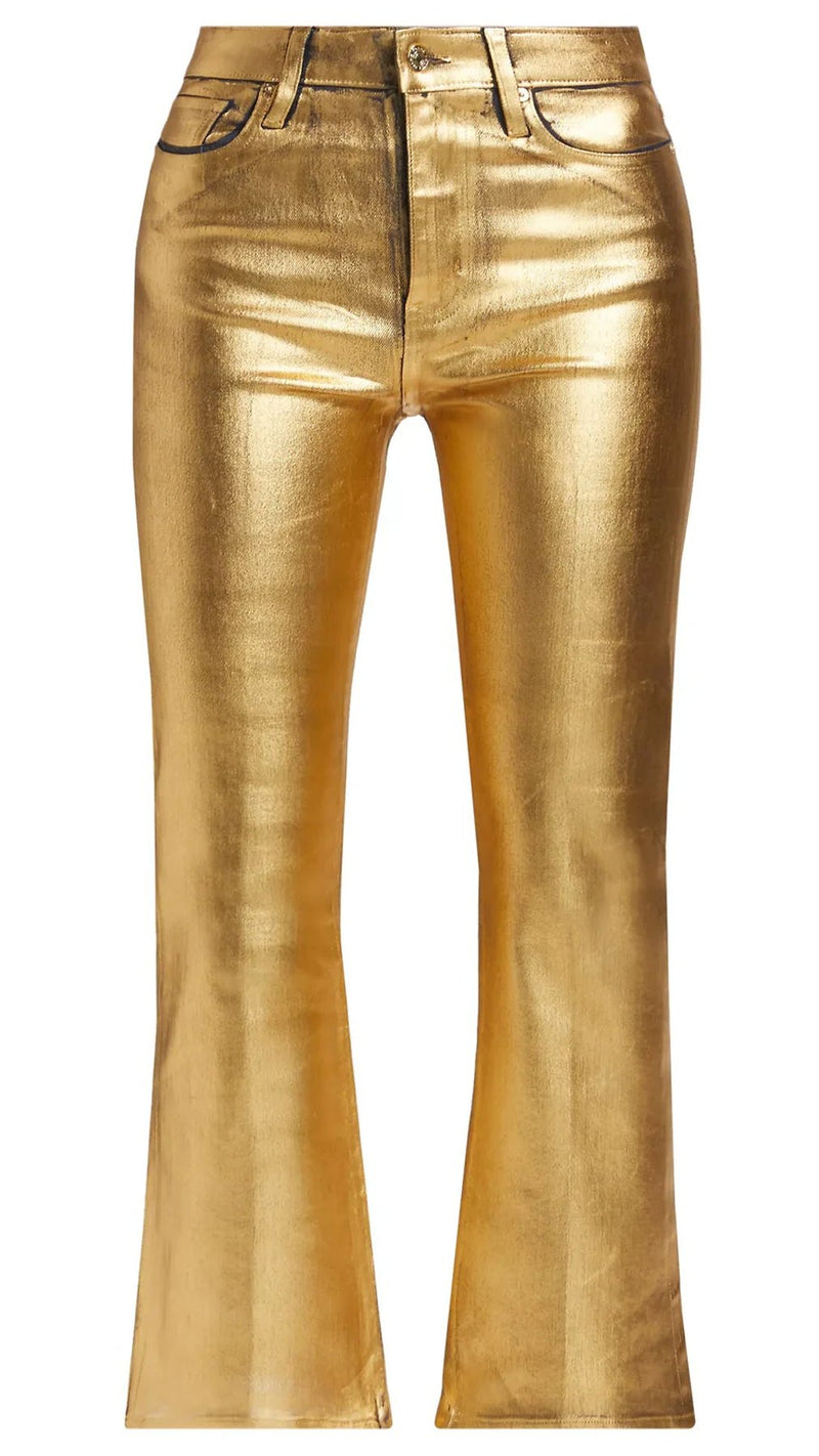 Frame Denim Le Crop Mini Boot in Gold Chrome