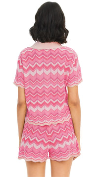 Allison New York Chevron Knit Shorts in Pink Multi