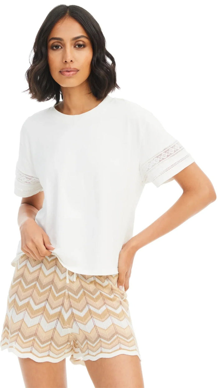 Allison New York Chevron Knit Shorts in Sand