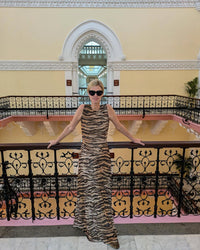 Ronny Kobo Uzina Mesh Dress in Tiger Print