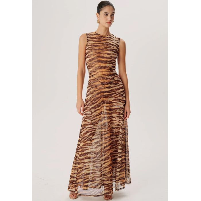 Ronny Kobo Uzina Mesh Dress in Tiger Print