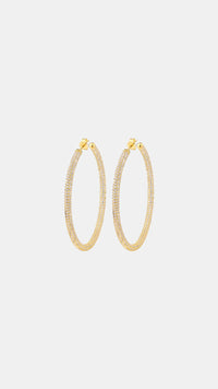 Samfa Style Large Pave Diamond Hoops in Gold