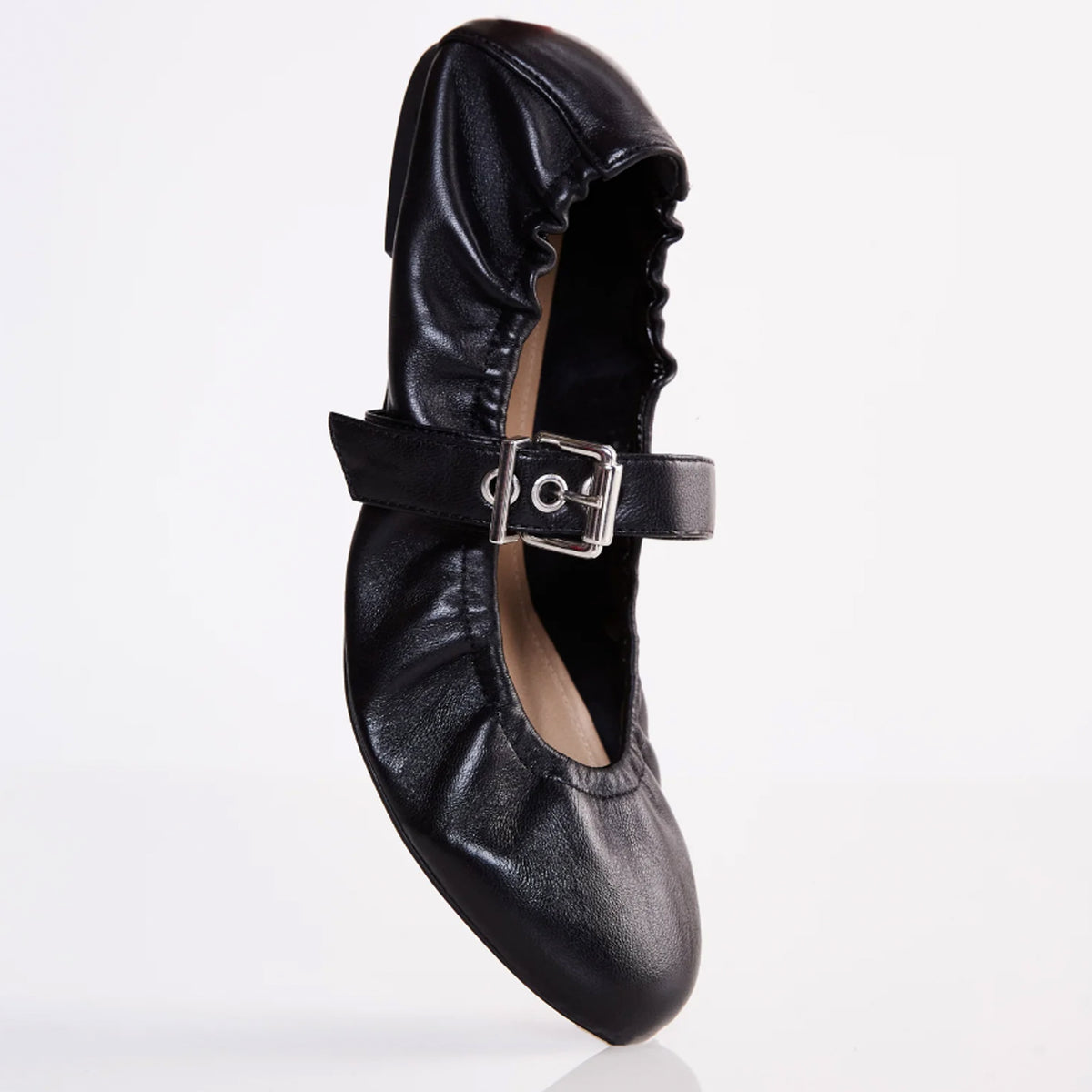 Schutz Calita Nappa Leather Ballet Flat in Black