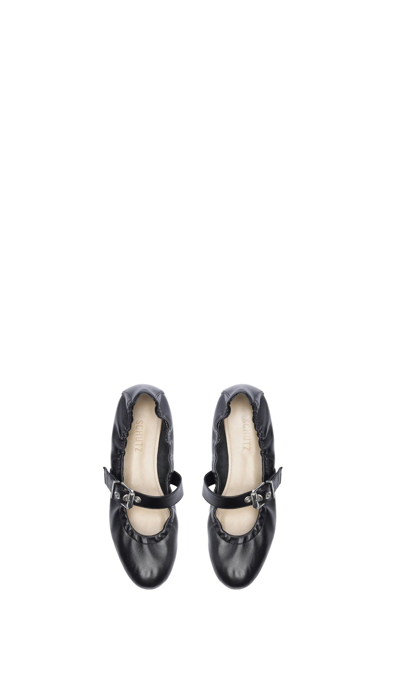 Schutz Calita Nappa Leather Ballet Flat in Black