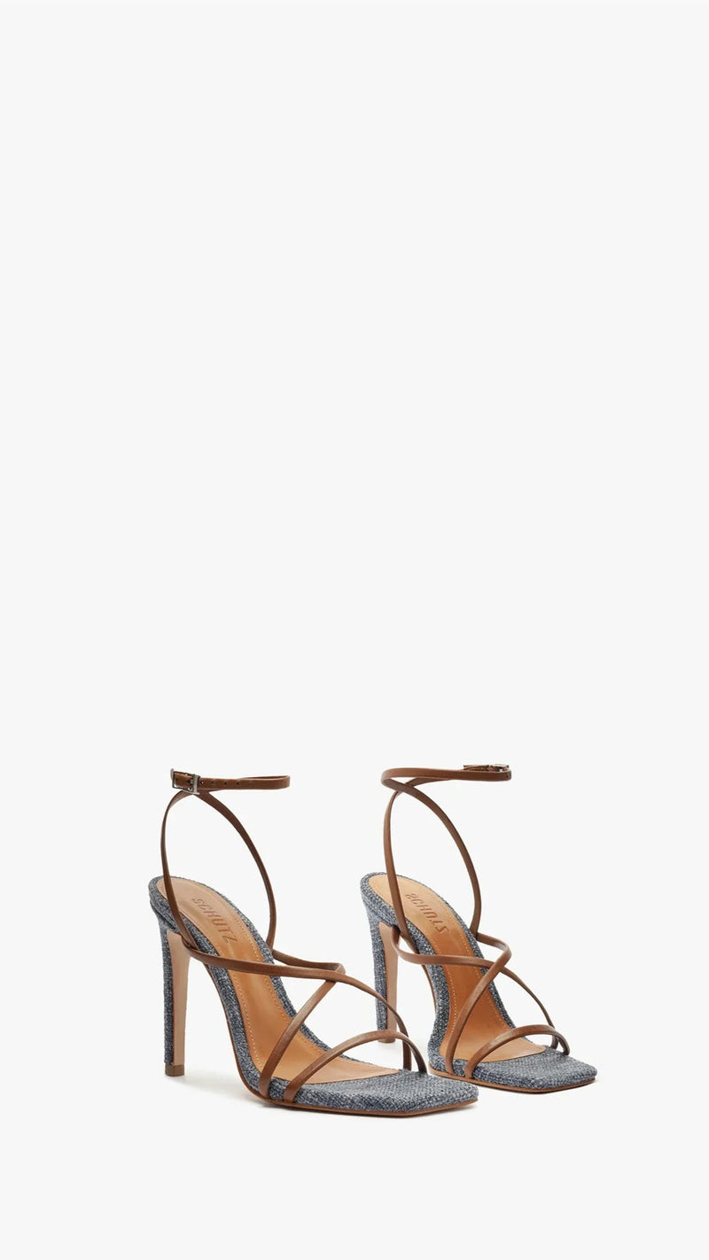 Schutz Bari Strappy Heel in Denim