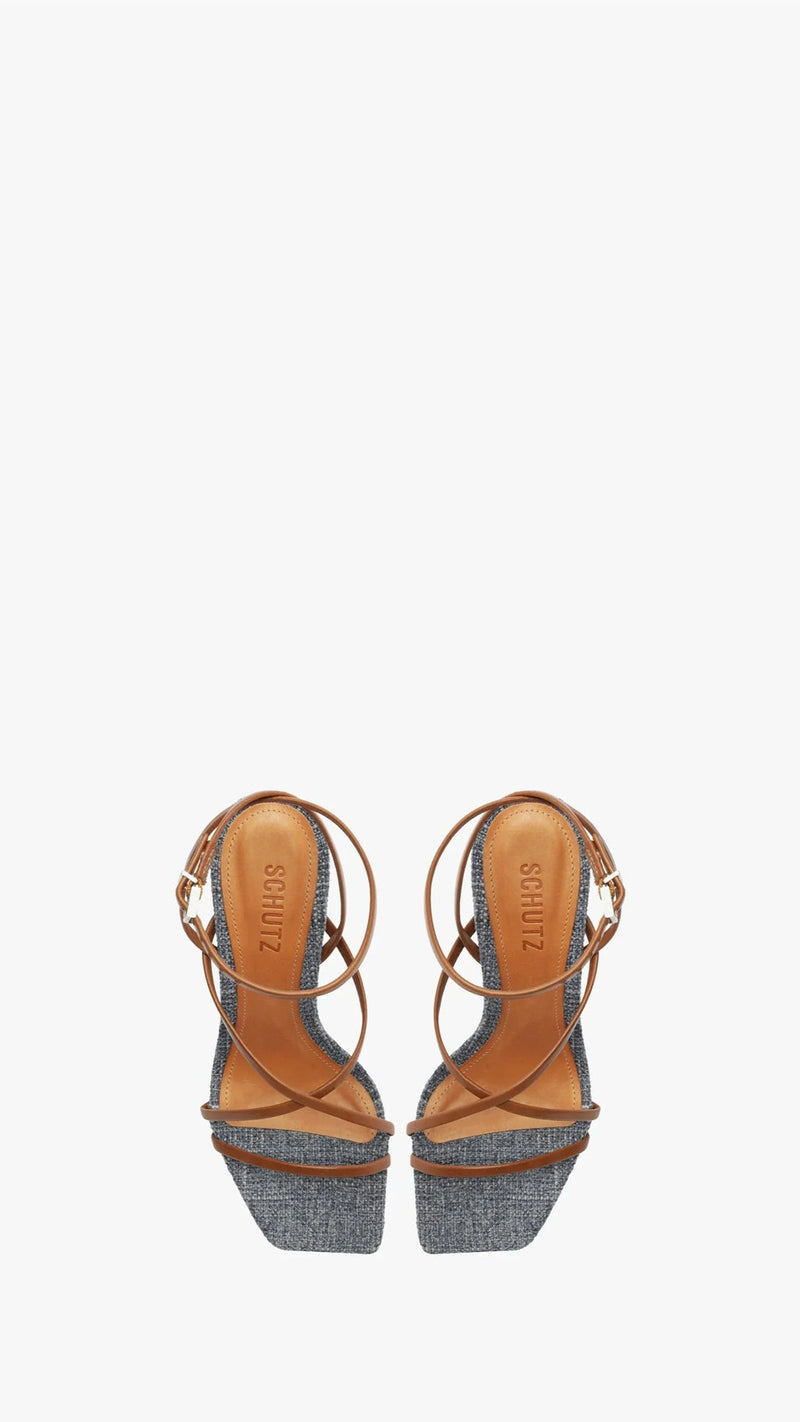 Schutz Bari Strappy Heel in Denim