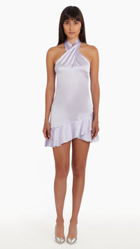 Amanda Uprichard Pollie Halter Mini Dress in Jasmine